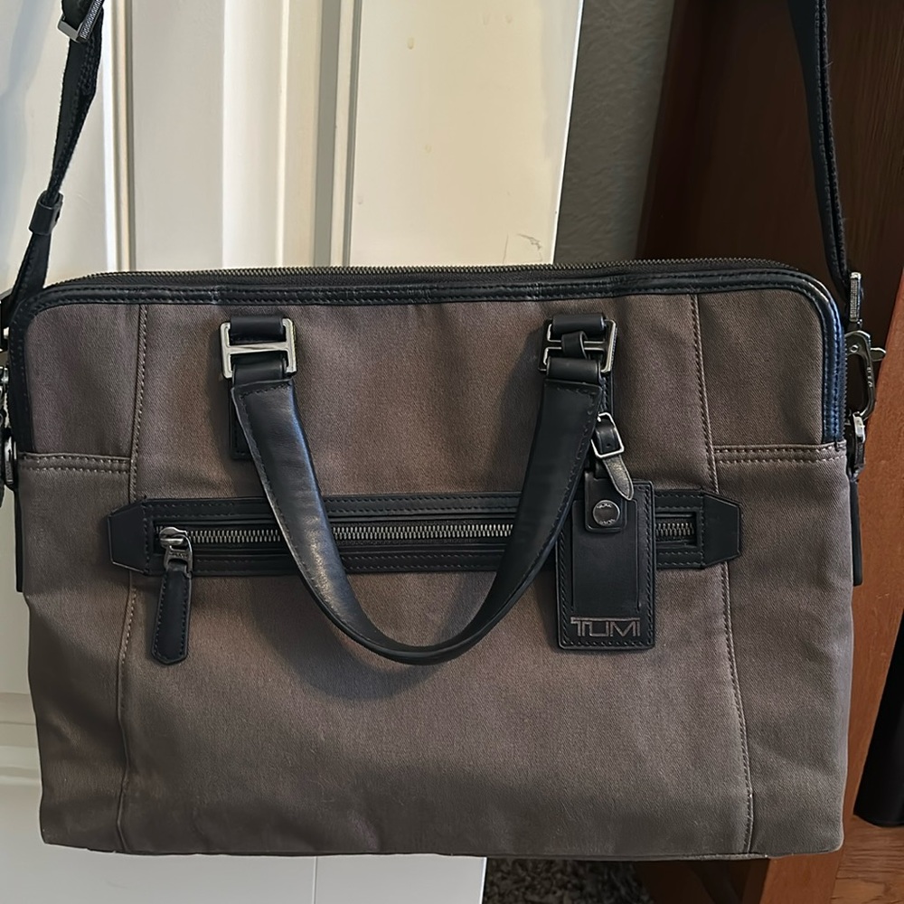 Tumi olive/grey messenger laptop bag